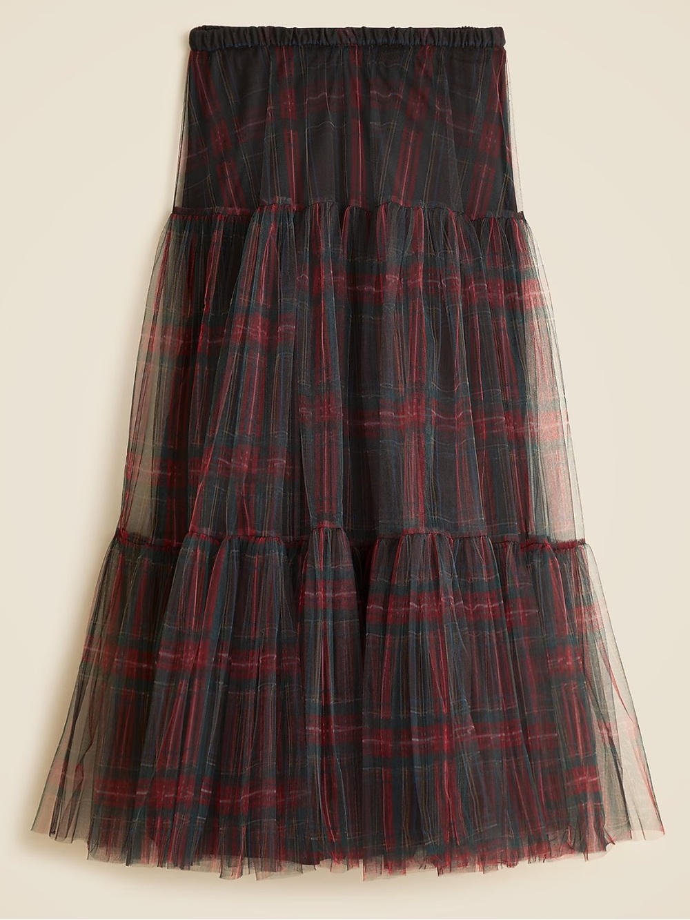 j crew collection tartan plaid tiered tulle skirt size small